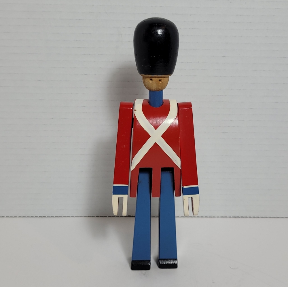 Kay Bojesen Denmark Red and Blue Wooden Toy Soldier 8.5 inches Vintage 1950s